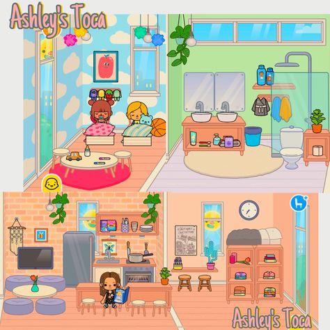 Completely Free Full House Design 🌸 || Toca Boca World || Ashley’s Toca Toca Boca Room Ideas Normal House, Toca Boca Full House Ideas, Home Free Toca Boca, Pet Store Ideas, Normal House, Free House Design, Room Hacks, Create Your Own World, Adorable Homes Game