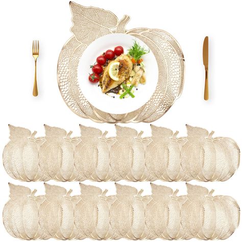 PRICES MAY VARY. Quantity Size: you will receive 12pcs pumpkin place mats, each placemat measures about 17 x 16 inches/ 42 x 40 cm, sufficient quantity and large enough size to meet your daily or Halloween, Thanksgiving table decoration needs Reliable Material and Quality: this set of pumpkin placemats are made of quality vinyl material, which is safe, stain resistant, nonslip and insulating, and the harvest placemats can serve you for a long time Exquisite Design: these Thanksgiving placemats a Rose Gold Thanksgiving Decor, Thanksgiving Outdoor Dinner Table, Fall Banquet Table Decorations, Thanksgiving Wall Decorations, Vintage Thanksgiving Decorations, Farmhouse Thanksgiving Table, Friendsgiving Dinner Party Decor, Friendsgiving Table Setting, Thanksgiving Table Setup