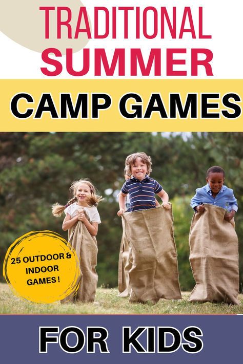 Here are some fun tradiional fun summer camp games. We have a list of outdoor camp games and also indoor camp games that kids of all ages will love. Enjoy the summer with the camp games here. Boys Camping Birthday Party Activities Outdoor Games, Indoor Camp Games, Summer Camp Activities For Kids Outdoor, Outdoor Camp Games, Summer Camp Games For Kids, Camp Games For Kids, Camping Games For Kids, Camping Activites For Kids, Meeting Games