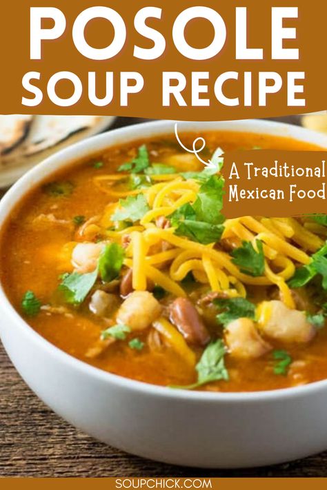 Posole Soup Recipe Recipe With Shredded Pork, Mexican Posole, Posole Soup, Traditional Mexican Food, Shredded Pork, Traditional Mexican, Soup Recipe, The Deep, Hot Sauce