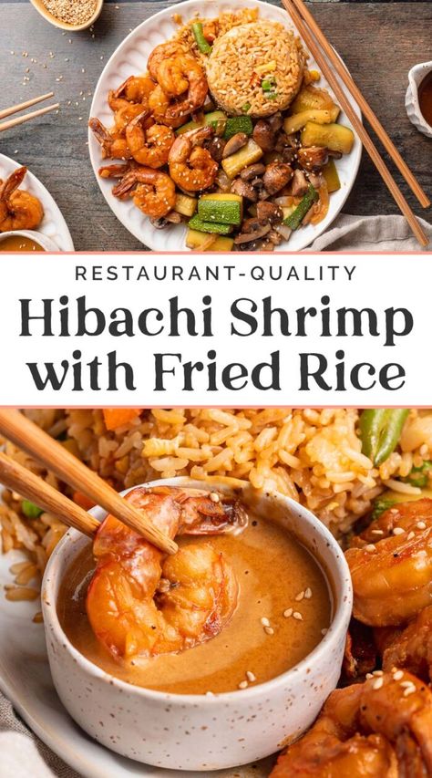 Hibachi Shrimp with Veggies and Fried Rice Onion Volcano, Shrimp With Veggies, Shrimp Restaurant, Hibachi Shrimp, Hibachi Vegetables, Hibachi Fried Rice, Hibachi Restaurant, Sautéed Zucchini, Shrimp And Rice Recipes