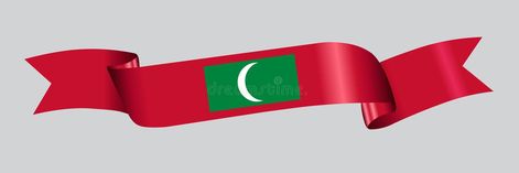 Maldivian Flag, Maldives Flag, Ribbon Illustration, Education Posters, North Asia, Education Poster, Fabric Ribbon, Maldives, Stock Vector