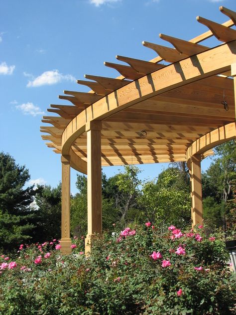 Curved Pergolas Design, Pictures, Remodel, Decor and Ideas - page 3 Round Pergola, Pergola Patio Ideas Diy, Wisteria Pergola, Curved Pergola, Pergola Plans Design, Small Pergola, Cheap Pergola, Pergola Swing, Retractable Pergola