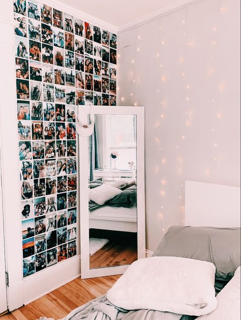 @oliviarehill on vsco Photo Walls Bedroom, Aesthetic Bedroom Ideas, Pinterest Room Decor, Redecorate Bedroom, Dream House Rooms, Teen Bedroom Decor, Room Design Bedroom, Girl Bedroom Decor, Room Makeover Bedroom