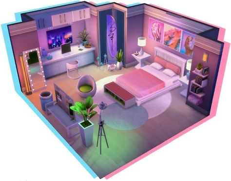 Sims 4 Houses Outside, Sims House Decor, Sims 4 Dollhouse Cc, Sims Room Decor, Sims Home Ideas, Sims Rooms Ideas, Sims Bedroom Ideas, Sims 4 Cc Room Decor, Futuristic City Art