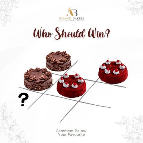 Chocolate cake or Red velvet cake which one should win this game?😋😋🤔😍 Cake Content Ideas, Bakery Post Ideas, Chocolate Day Creative Ads, Chocolate Poster Design Ideas, Cake Advertising Poster, Bakery Advertising Posters, Cake Creative Ads, Cake Poster Design, Cake Graphic