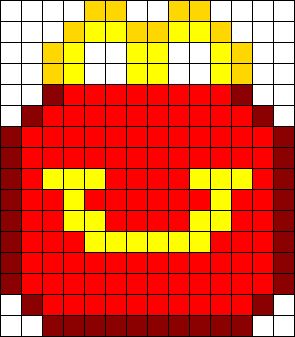 Happy Meal Perler Bead Pattern / Bead Sprite Minecraft Grid, Pony Bead Projects, Kandi Cuffs, Easy Perler Beads Ideas, Fuse Bead Patterns, Easy Pixel Art, Pony Bead Patterns, Perler Bead Templates, Diy Perler Bead Crafts