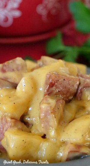 Kielbasa Sausage Cheesy Potato Casserole is a delicious comfort food recipe loaded with sausage, potatoes and cheese. #deliciousdinner #sidedish #potatorecipes #sausagekielbasarecipes #greatgrubdelicioustreats Potatoes Kielbasa, Kilbasa Sausage Recipes, Potatoes For Dinner, Kielbasa And Potatoes, Creamy Scalloped Potatoes, Yummy Casserole Recipes, Cheesy Potato Casserole, Kielbasa Recipes, Kielbasa Sausage