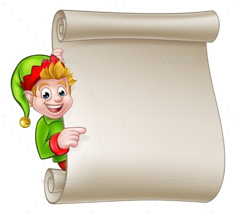 Christmas Scroll, Scroll Sign, Happy Family Photos, Cute Cartoon Christmas, Boy Cartoon Characters, Elf Boy, Merry Christmas Poster, 2024 Art, Boy Cartoon