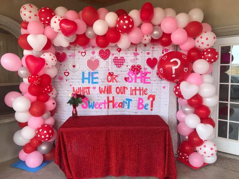 Valentine Day Gender Reveal Ideas, What Will Our Sweetheart Be Gender Reveal, Valentine’s Gender Reveal, Red And Pink Gender Reveal, Gender Reveal Theme Ideas Creative, Simple Gender Reveal Themes, Gender Reveal Ideas Valentines Day, Gender Reveal Valentines Day, Valentine’s Day Gender Reveal Party