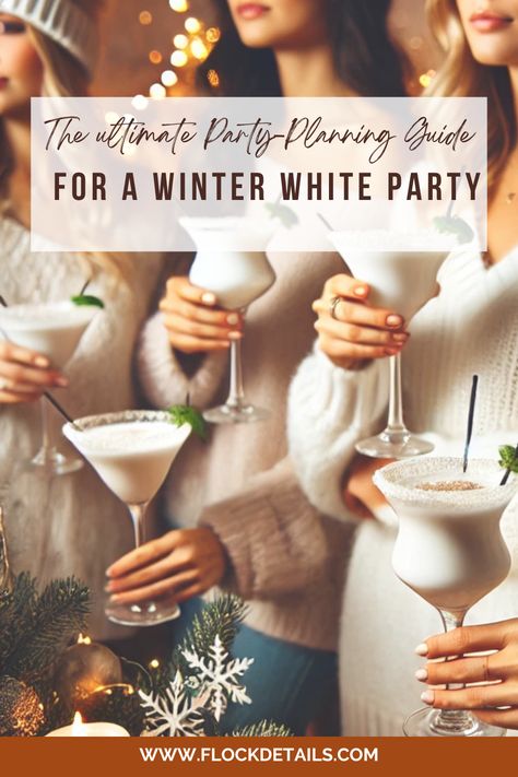 Discover step-by-step tips for creating a dreamy winter wonderland this holiday season. From festive decorations to cozy cocktails, this guide has everything you need to host an unforgettable Winter White party. Packed with Pinterest-worthy ideas, and inspiration for table settings, gift exchanges, and snowy ambiance, this post will ensure your celebration sparkles with style. Perfect for boosting your holiday spirit and engagement! Winter Parties Ideas, Winter White Theme Party, January Party Ideas For Adults, Winter Party Themes For Adults, Winter Party Ideas For Adults, Mid Winter Christmas Party, Winter Wonderland Party Decor, January Party Ideas, Outside Winter Party