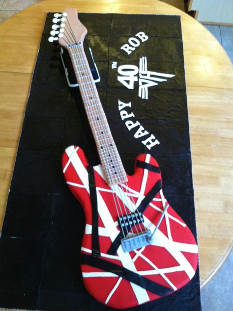 Van Halen Birthday Cake :) <3 :) Eddie Van Halen Guitar, Guitar Cakes, Van Halen Guitar, Duper Cake, Rockstar Party, Music Cakes, Rock Star Birthday, 40th Birthday Cake, Guitar Cake