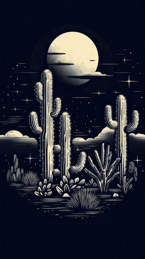 Cactus oasis night astronomy outdoors. | Premium Photo Illustration - rawpixel Cactus Wallpaper Iphone, Iphone Wallpaper Space, Iphone Wallpaper Moon, Space Ocean, Iphone Wallpaper Black, Cactus Wallpaper, Cactus Images, Black Cactus, Cactus Drawing