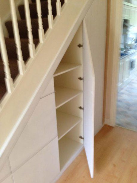 In order to maximise your space all our under stairs units are custom made specifically for each house we visit. Stairs Attic, Understair Storage, Under Stairs Storage Solutions, Stairs Renovation, Stairs Storage, Stairs Makeover, Small Space Interior Design, Staircase Storage, Under Stairs Cupboard