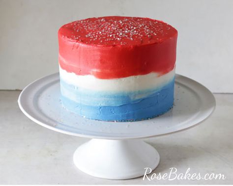 Patriotic Cake, Fourth Of July Cakes, Striped Cake, 4th Of July Cake, 4th Of July Desserts, Blue Cakes, Cake Decorating Tutorials, 4th Of July Party, July Party