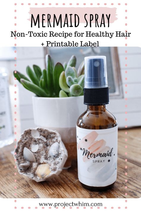 How to Make Non-Toxic Mermaid Spray for Healthy, Long Hair - Project Whim Mermaid Hair Spray Essential Oils, Mermaid Hair Spray, Mermaid Spray, Mermaid Spray For Hair Growth, Diy Hair Spray, Hair Elixir, Hair Projects, Essential Oils For Kids, Long Healthy Hair