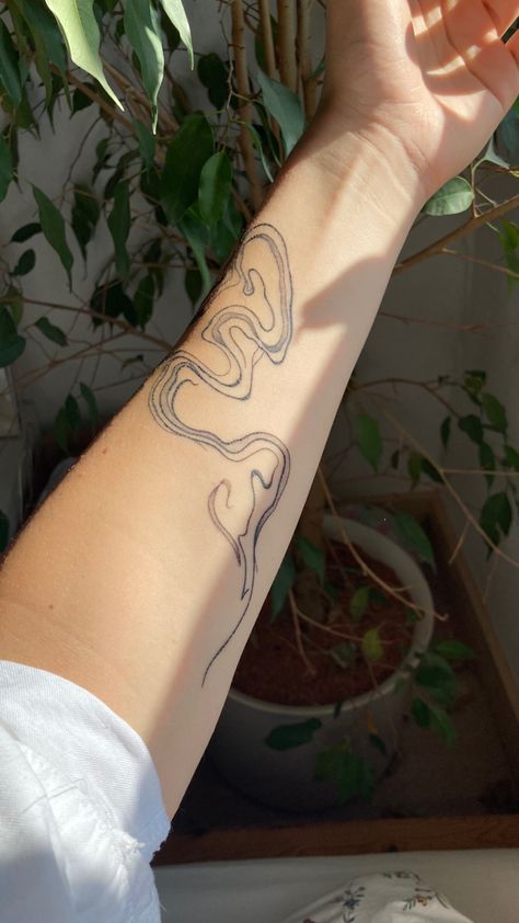 Water Movement Tattoo, Abstract Wavy Line Tattoo, Marbled Tattoo, Abstract Line Tattoo Arm, Squiggly Line Tattoo, Squiggle Tattoo, Wavy Lines Tattoo, Fluid Tattoo Design, Abstract Lines Tattoo