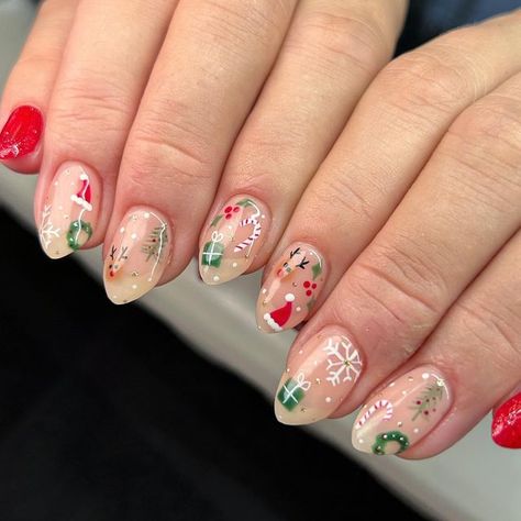 Christmas Nails Mix And Match, Mix And Match Christmas Nails, Christmas Doodles, Xmas Nails, Nail Inspiration, Funky Nails, Holiday Nails, Mix N Match, Nail Artist