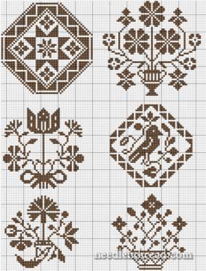 Quaker motifs, from @Mary Corbet, Needle 'n Thread blogger. Quaker Ball, Square Stitch, Cross Stitch Freebies, Diy Broderie, Cross Stitch Borders, Needlework Patterns, Cross Stitch Samplers, Cross Stitch Patterns Free, Tapestry Crochet