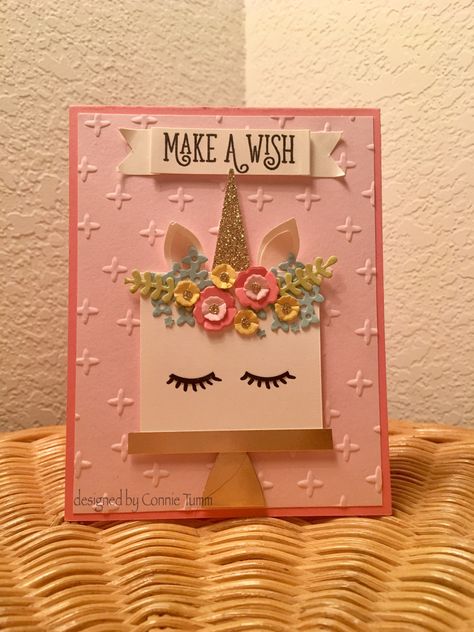 E0FEEA17-7560-48C3-815F-8B9C6916F0D2 Unicorn Cards, Unicorn Birthday Cards, Stampin Up Birthday Cards, Punch Art Cards, Cards To Make, Christmas Cards Kids, Unicorn Card, Girl Birthday Cards