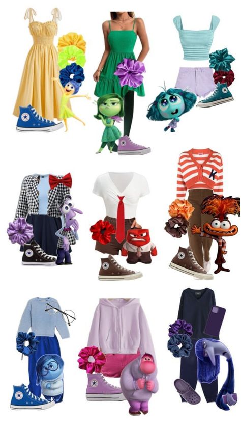 2 Halloween Costumes, Diy Fantasia, Inside Out Costume, Disney Character Outfits, Purim Costumes, Disney Outfits Women, Cute Group Halloween Costumes, Cute Disney Outfits, Trio Halloween Costumes