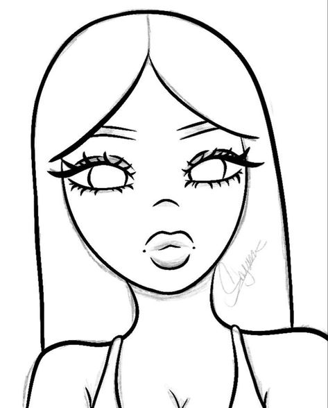 Drawings To Trace Sketch, Simple Cartoon Characters, Drawings To Trace, Easy Graffiti, Easy Graffiti Drawings, Minimalist Tattoo Ideas, Easy Disney Drawings, Random Girl, Detailed Coloring Pages