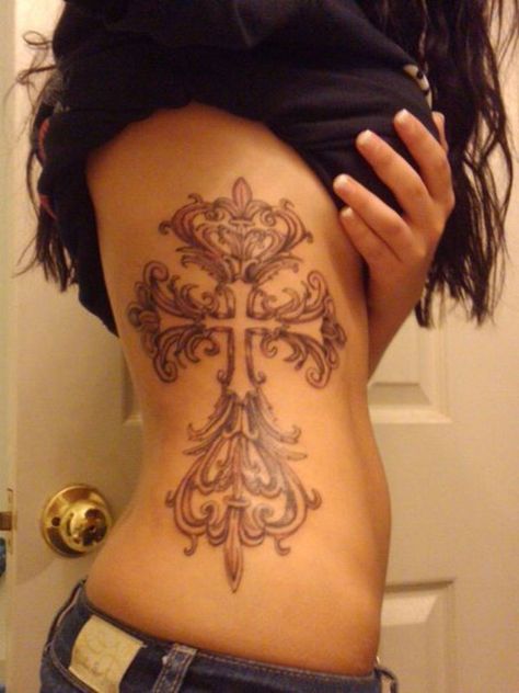 50 cross rib tattoo for girls - 50 Rib Tattoos for Girls | Art and Design Girl Cross Tattoos, Rose Tattoo Black, Girl Rib Tattoos, Tattoo Son, Rib Tattoos For Women, Celtic Cross Tattoos, Cross Tattoos For Women, Cross Tattoo Designs, 4 Tattoo