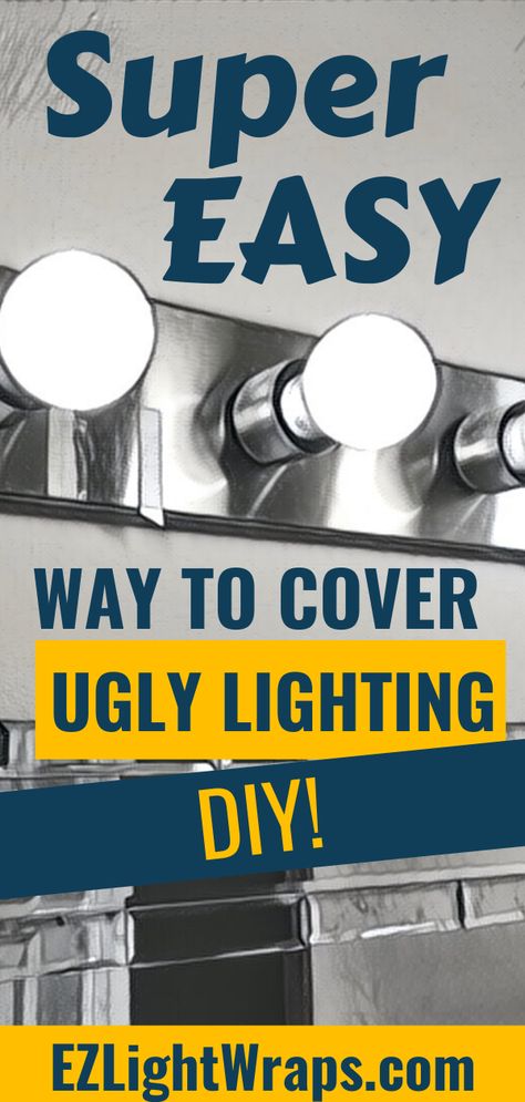 If you have Hollywood Lights that you want to replace, check out these easy covers that can be installed in less than 5 minutes without any tools! DIY and inexpensive way to improve your bathroom design. #bathroom #remodel #lighting #diy Cover Ugly Light Fixture, Rental House Decorating, Bare Bulb Lighting, Lighting Makeover, Bathroom Lighting Design, Bathroom Recessed Lighting, Hiding Ugly, Handmade House, Lighting Diy