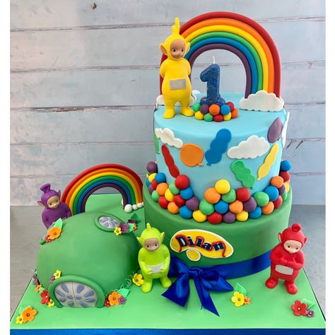 Teletubbies Birthday Party Decorations, Teletubbies Party Ideas, Teletubbies Birthday Party, Cbeebies Party, Teletubbies Birthday, Teletubbies Cake, Modern Birthday Cakes, 1st Bday Cake, Baby Shower Girl Diy