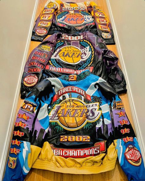 Jeff Hamilton on Instagram: “Collection of the 2000, 2001 & 2002 Kobe championship jackets” Jeff Hamilton Jackets, Kobe Championship, Lakers Jacket, Jeff Hamilton, Bryant Lakers, Lonzo Ball, Champion Jacket, Basketball Clothes, Baseball Outfit