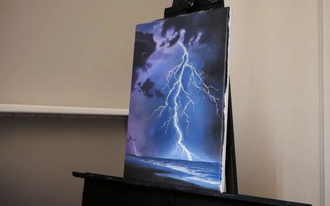 How To Paint Lightning: 10 Amazing and Easy Tutorials! Paint Lightning, Drawing Lighting, Lightning Clouds, Painting Techniques Art, Oil Drawing, How To Make Canvas, Beach Canvas Paintings, Lightning Art, Purple Lightning