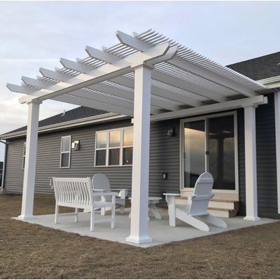 Modern #pergola Kits Santorini 10 Ft. W x 10 Ft. D Freestanding Vinyl Pergola Pergola Modern, Pergola Metal, White Pergola, Vinyl Pergola, Small Pergola, Pergola Diy, Pergola Aluminium, Cheap Pergola, Patio Pergola