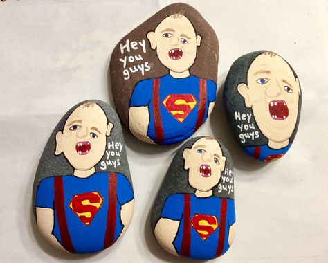 Goonies!! Sloth, Hey you guys!! Painted rocks by Holly N. Movie Painted Rocks, Hunting Crafts, Smooth Rock, Rock Painting Ideas Easy, Goonies, Rock Ideas, Horror Movie Characters, Treasure Hunting, Rock Painting Designs