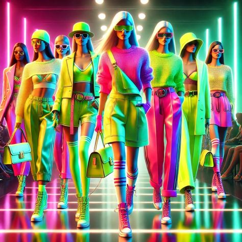 Neon tones are back in fashion. Designers showcased fuchsia, electric green, and neon yellow, adding boldness and excitement to collections. These bright colors elevate any outfit, offering a daring, modern twist. With their return, neon shades bring energy, making them a statement choice for this season’s fashion-forward looks.... https://buzz-minds.com/b/Cw Neon Streetwear, Neon Accessories, High Fashion Branding, The Comeback, Neon Dresses, Neon Outfits, Electric Green, Fluorescent Colors, Neutral Outfit