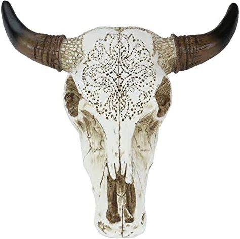 LL Home Accents Tooled Bull Skull Wall Sculptures Skull Hanging, Bison Skull, Skull Wall Decor, Goat Skull, Skull Wall Art, Bull Cow, Hunting Decor, Animal Skull, Bull Skull