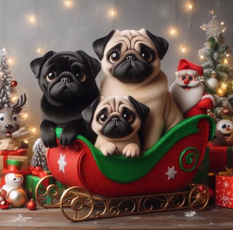 Pug Christmas Drawing, Pug Background, Christmas Pug Wallpaper, Puglie Pug Wallpaper, Pug Cartoon Wallpaper, Christmas Pugs, Pug Wallpaper, Merry Christmas Dog, Pug Dogs