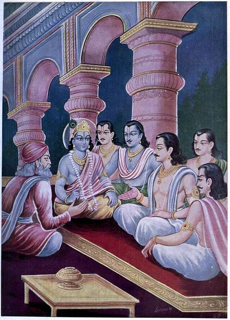 Krsna and Pandavas meet Sanjaya | Old Kalyan Print Krishna Hindu, The Mahabharata, Sri Rama, Krishna Ji, Sri Krishna, Hindu Mythology, Shri Krishna, Lord Vishnu, Lord Krishna Images