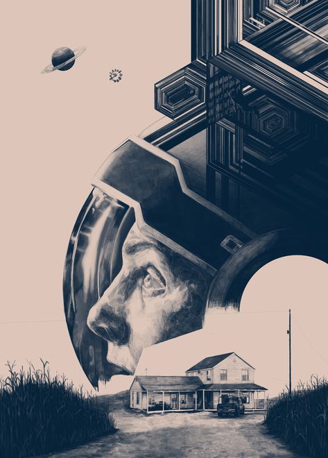 Interstellar (2014) Alternative Poster by Daʊs/ João Marques, UK | Portuguese illustrator and graphic designer operating under the monicker Daʊs. He has been trained in most analogue and digital image-making techniques, having developed a special interest in creating album artwork and experimenting with augmented reality. #interstellar #movieposters #postercollection #scifi Interstellar Movie Poster, Interstellar 2014, Interstellar Movie, Iconic Movie Posters, Film Poster Design, Movie Posters Design, Alternative Movie Posters, Creative Poster Design, Movie Poster Art