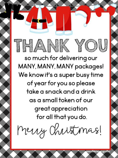 Note For Delivery Driver Printable, Free Printable Delivery Driver Snack Sign, Delivery Driver Thank You, Thank You Mail, Gratitude Gifts, Ups Driver, Mail Carrier Gift, Chaos God, Snack Station