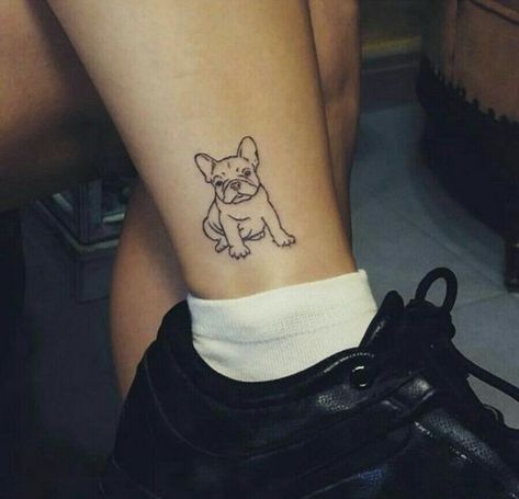 French bulldog tattoo Cute French Bulldog Tattoo, French Bulldog Tattoos, Bulldog Tattoo Ideas, Small Dog Tattoo, A Small Tattoo, French Bulldog Tattoo, Pug Tattoo, Bulldog Tattoo, Bulldog Francese