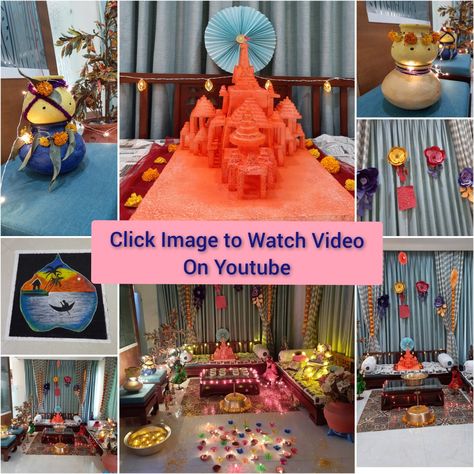 Ram Mandir Theme Decoration for Diwali | All DIY Ideas - Handmade - 1. Ram Mandir Model by Thermocol Sheet 2. DIY Easy and Simple Giant Paper Flowers for Wall Decoration 3. Toran and Marigold or Genda or Jhendu Phool Mala's and decor 4. Diyas and Led Lightings 5. Rangoli Designs P.S - Everything is handmade with Love💜 - https://instagram.com/danceflyacademy_pranjaljain Shooting and Editing - Pravesh Jain @princej646 (Prince Jain) https://instagram.com/princej646 Ram Mandir Theme Decoration, Ram Mandir Decoration Ideas, Paper Flowers For Wall, Decoration For Diwali, Flowers For Wall, Diwali Decoration Ideas, Mandir Decoration, Ram Navami, Diwali Decoration