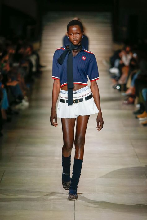 Miu Miu FW22 Miu Miu Runway 90s, Miu Miu Editorial, Miu Miu Fashion Show, Irene Fashion, Miu Miu Runway, Fashion Show 2022, Miu Miu Fashion, Fashion Week 2022, School Skirt