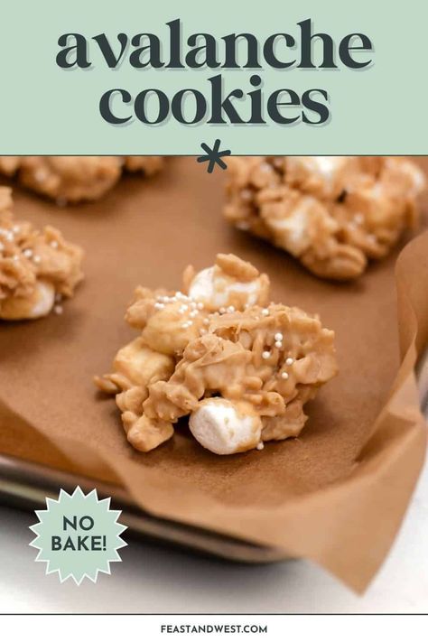 No-Bake Avalanche Cookies are a quick and easy holiday cookie you can make in a pinch. With just five ingredients, these Christmas cookies will be ready in a snap! https://feastandwest.com/2014/12/10/no-bake-avalanche-cookies/ Avalanche Cookies, Easy Holiday Cookies, Hot Chocolate Cookies, Easy Holiday Recipes, Sweet Treats Recipes, Gluten Free Treats, Holiday Cookie, Cooking Class, Easy Baking Recipes