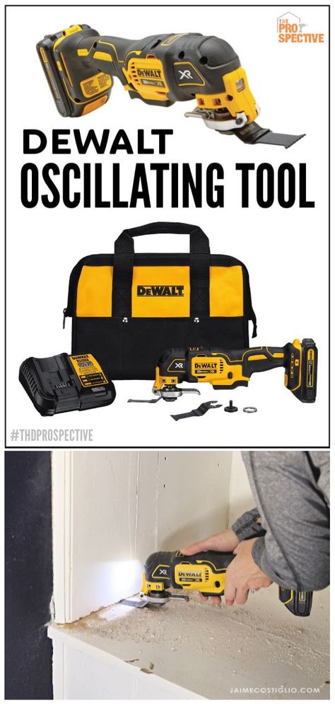 Using the Dewalt cordless oscillating multi tool for various home improvement projects.  A must have tool for anyone tackling DIY projects.  #thdprospective #dewalttools Payout Money, Build Projects, Dewalt Tools, Oscillating Tool, Must Have Tools, Amazing Diy, Electrical Tools, Multi Tool, Cool Diy Projects