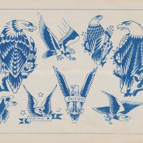 Zeis For S&R – 2 – Tattoo Collection Vintage Eagle Tattoo Flash, Traditional Tattoo Flash Art, Vintage Tattoo Design, Tattoo Flash, Traditional Flash, Flash Design, Eagle Tattoo, Eagle Tattoos, Vintage Flash