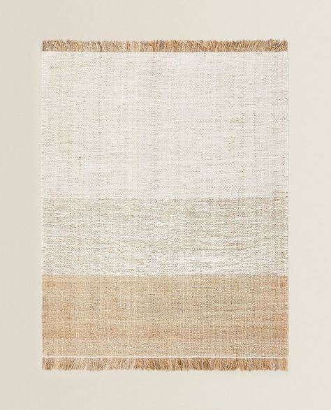 fall rugs inspo: Rug With Contrasting Stripes, Zara Home ($299) Zara Home Rugs, Stripe Rug Living Room, Sitting Room Rug, Jute Rug Living Room, Rustic Bedroom Design, Flannel Duvet Cover, Small Carpet, Nomadic Rug, Marmaris