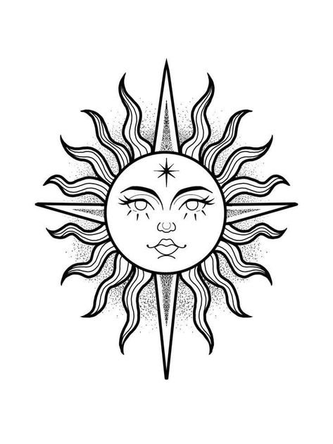 Sun Flash Tattoo, Sun Tattoo Stencil, Traditional Sun Tattoo, Sun Stencil, Animal Stencil Art, Flower Tattoo Stencils, Japanese Flower Tattoo, American Traditional Tattoo Ideas, Traditional Tattoo Ideas