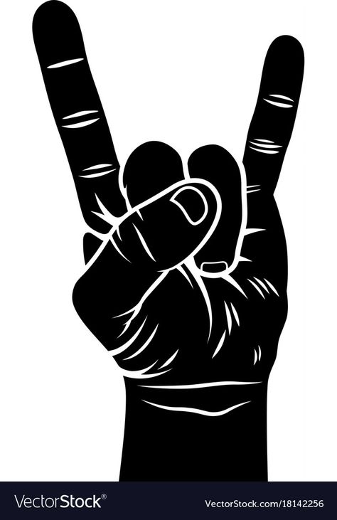 Rock And Roll Hand Sign, Rock Hand Sign, Rooster Silhouette, Eagle Silhouette, Hand Silhouette, Rose Sketch, Rock Star Party, Hand Symbols, Music Drawings