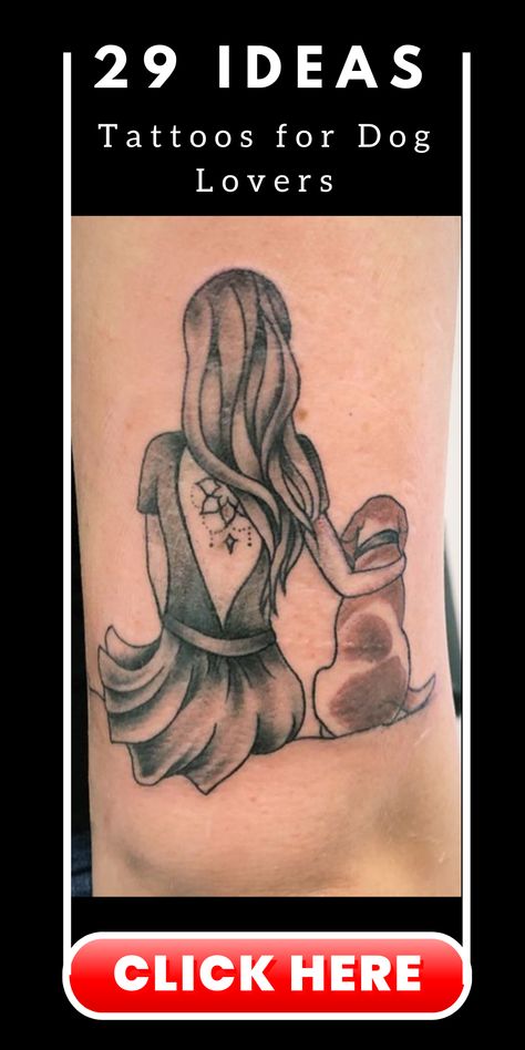 Dog And Woman Tattoo, Woman And Dog Tattoo, Unique Dog Tattoos, Girl And Dog Tattoo, Dog Lovers Tattoo, Lovers Tattoo Ideas, Tatoo Dog, Beagle Tattoo, Lovers Tattoo