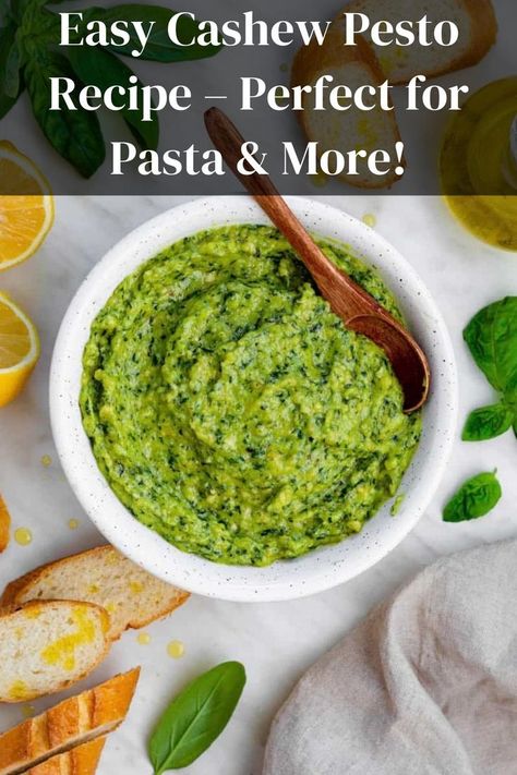 Cashew Pesto Cashew Basil Pesto, Cashew Pesto Recipe, Recipe With Basil, Avocado Lime Ranch Dressing, Pesto Uses, Vegan Hollandaise Sauce, Cashew Pesto, Cashew Cheese Sauce, Dairy Free Pesto